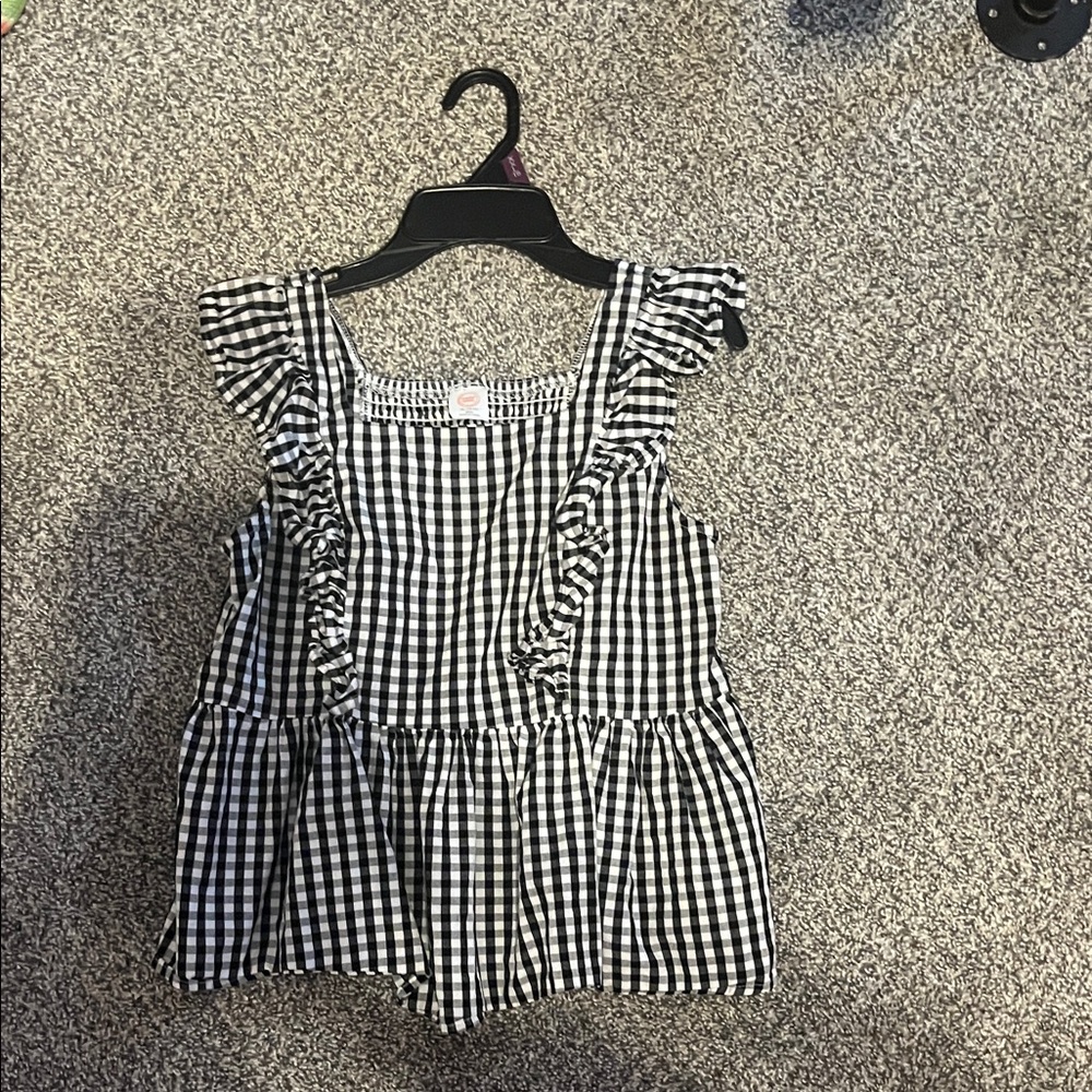 Black and White Gingham Kids Top
